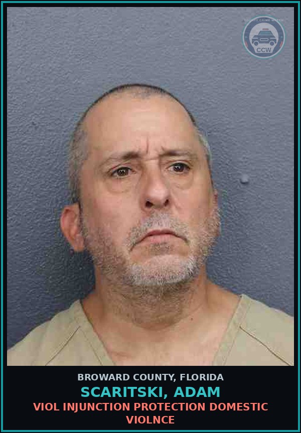 Booking mugshot of SCARITSKI, ADAM in Broward County