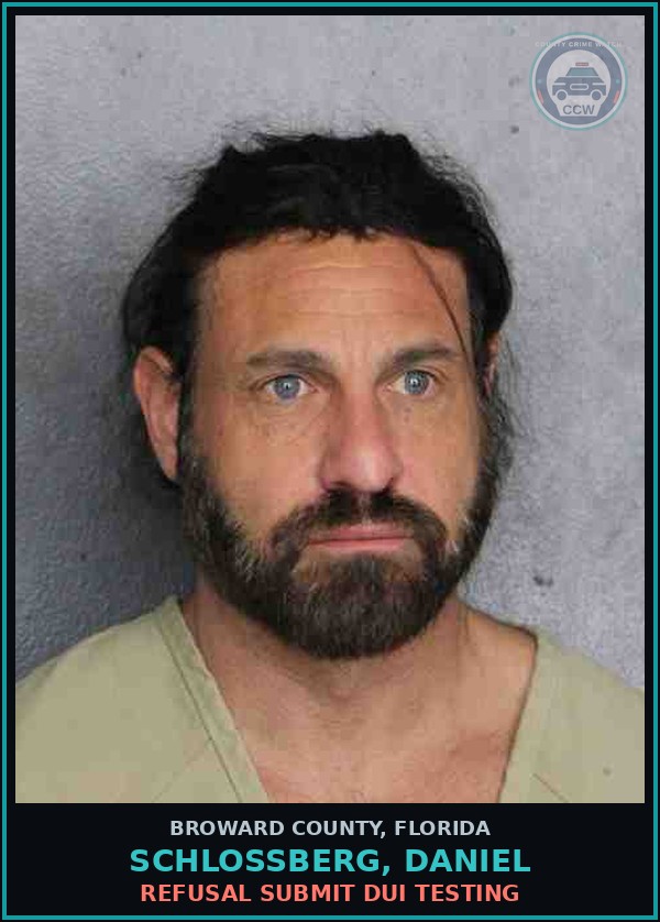 Booking mugshot of SCHLOSSBERG, DANIEL in Broward County