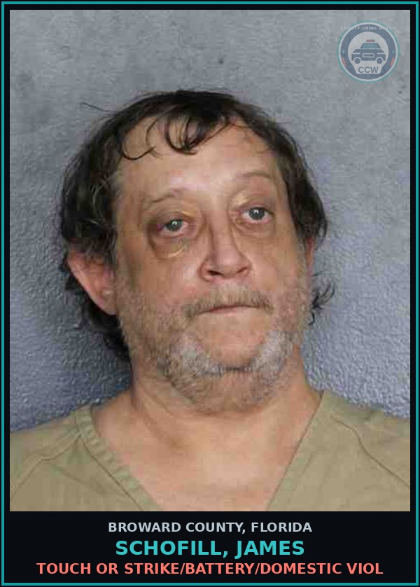 Booking mugshot of SCHOFILL, JAMES in Broward County