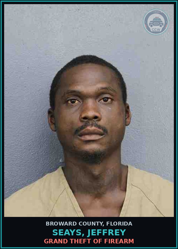 Booking mugshot of SEAYS, JEFFREY in Broward County
