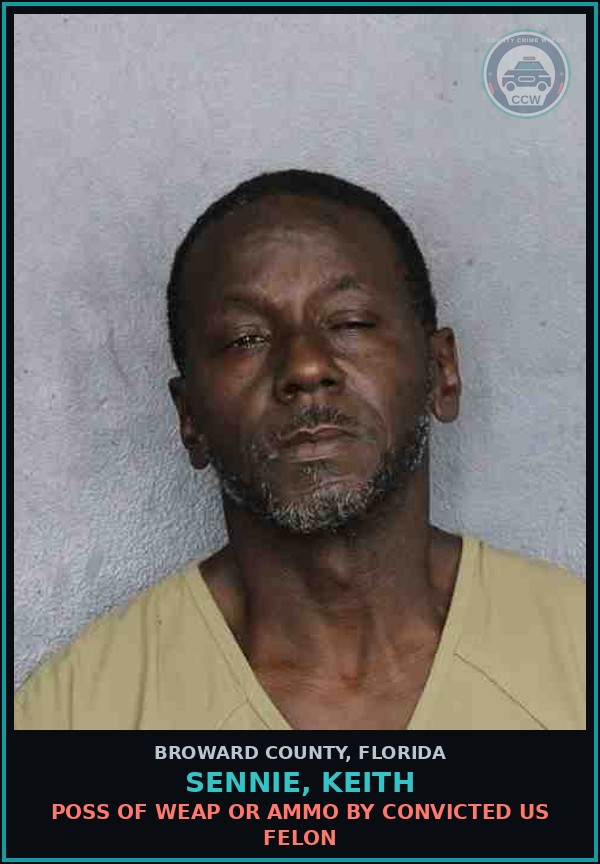 Booking mugshot of SENNIE, KEITH in Broward County