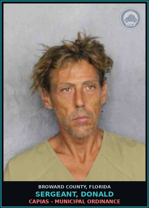 Booking mugshot of SERGEANT, DONALD in Broward County