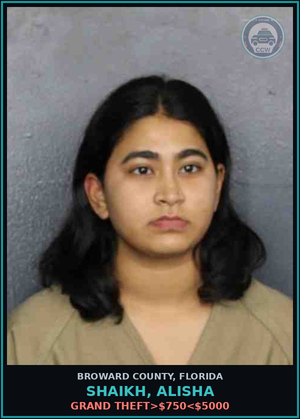 Booking mugshot of SHAIKH, ALISHA in Broward County
