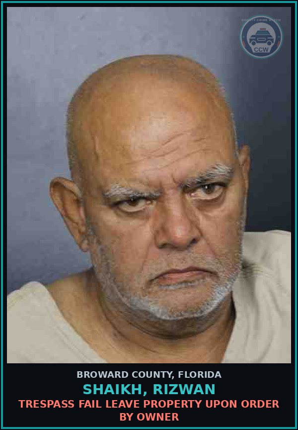 Booking mugshot of SHAIKH, RIZWAN in Broward County
