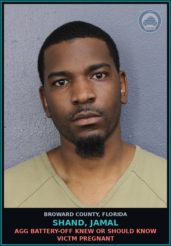 Booking mugshot of SHAND, JAMAL in Broward County