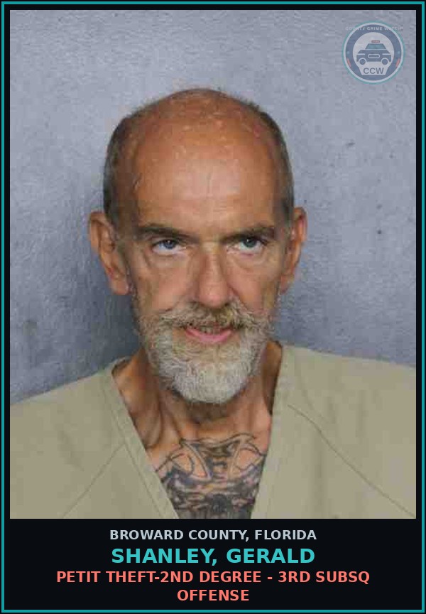Booking mugshot of SHANLEY, GERALD in Broward County
