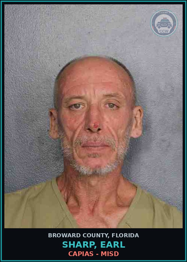 Booking mugshot of SHARP, EARL in Broward County