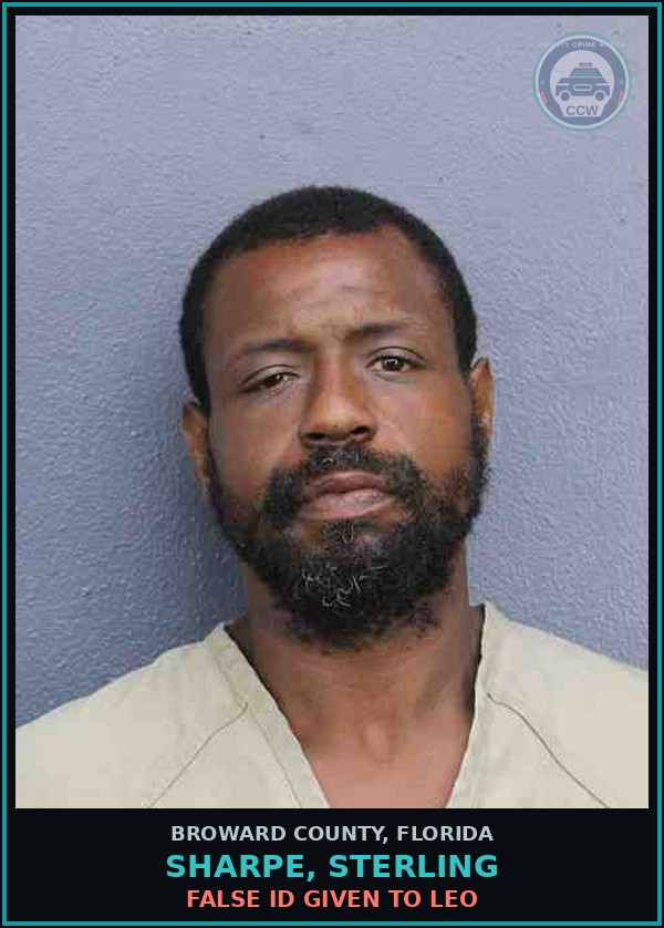 Booking mugshot of SHARPE, STERLING in Broward County