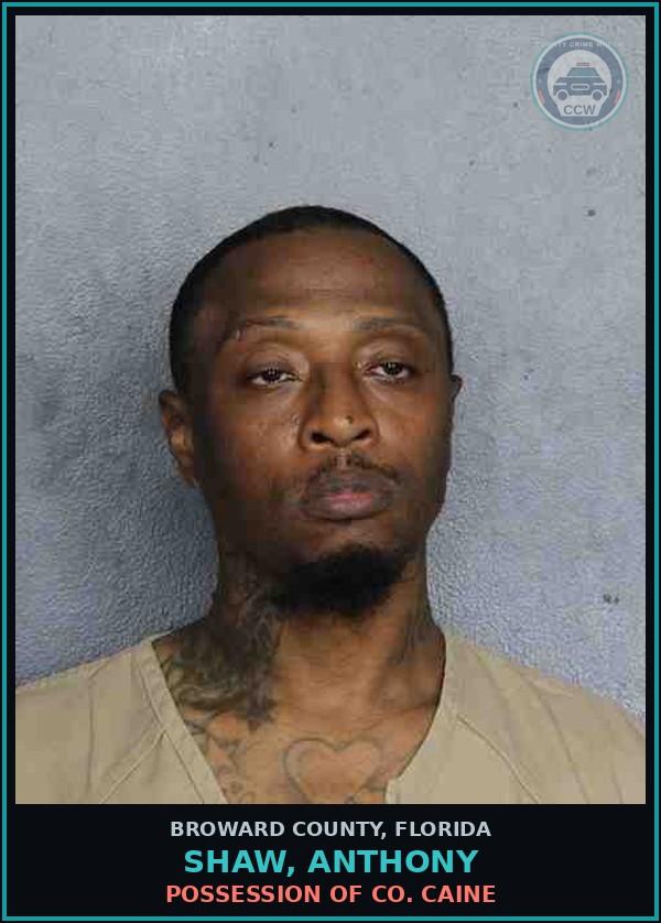Booking mugshot of SHAW, ANTHONY in Broward County