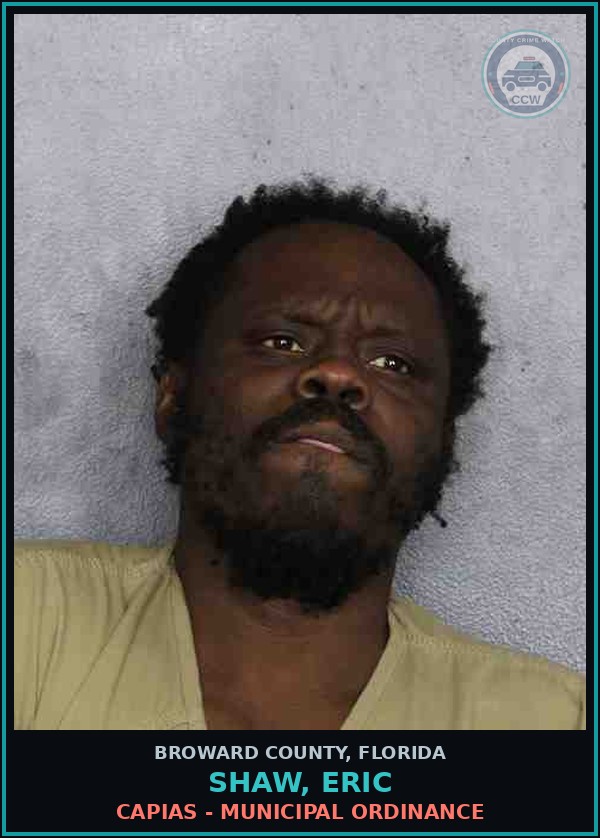 Booking mugshot of SHAW, ERIC in Broward County