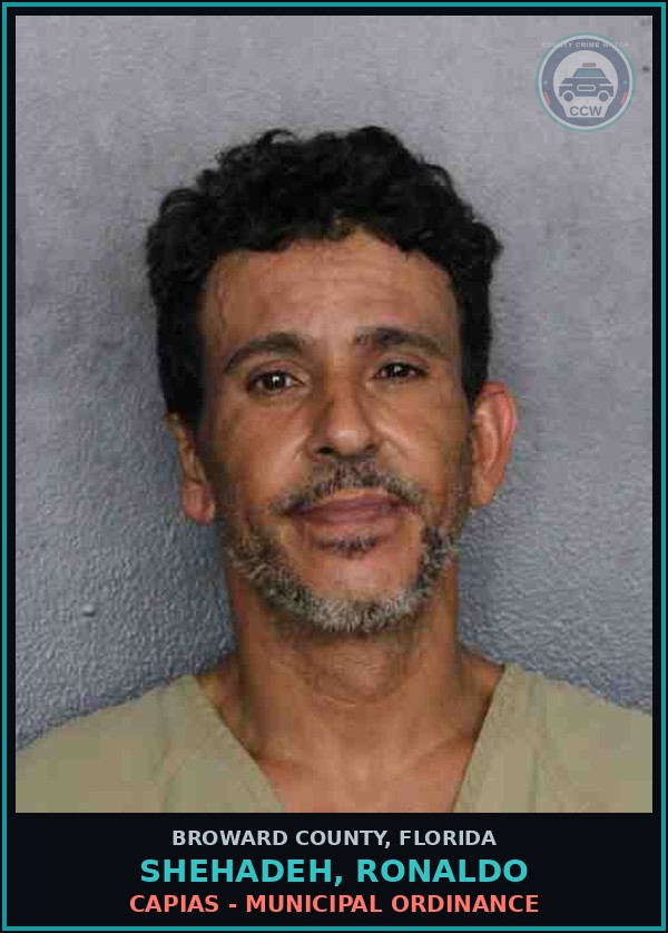 Booking mugshot of SHEHADEH, RONALDO in Broward County
