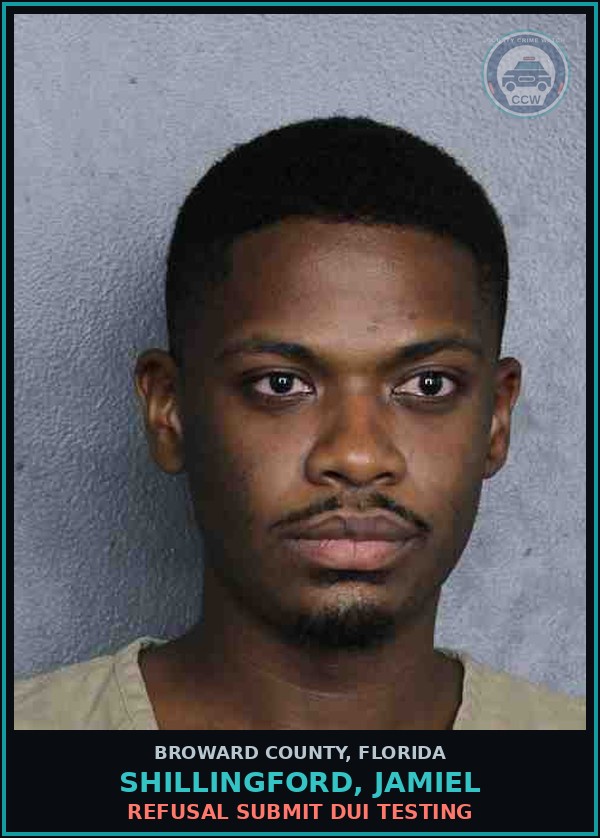 Booking mugshot of SHILLINGFORD, JAMIEL in Broward County