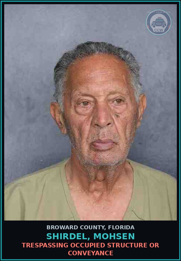 Booking mugshot of SHIRDEL, MOHSEN in Broward County