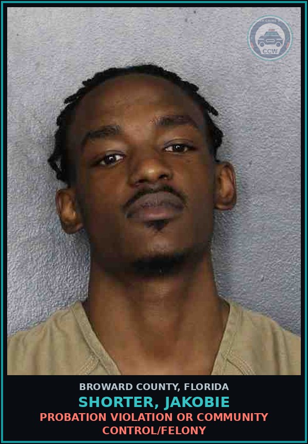 Booking mugshot of SHORTER, JAKOBIE in Broward County