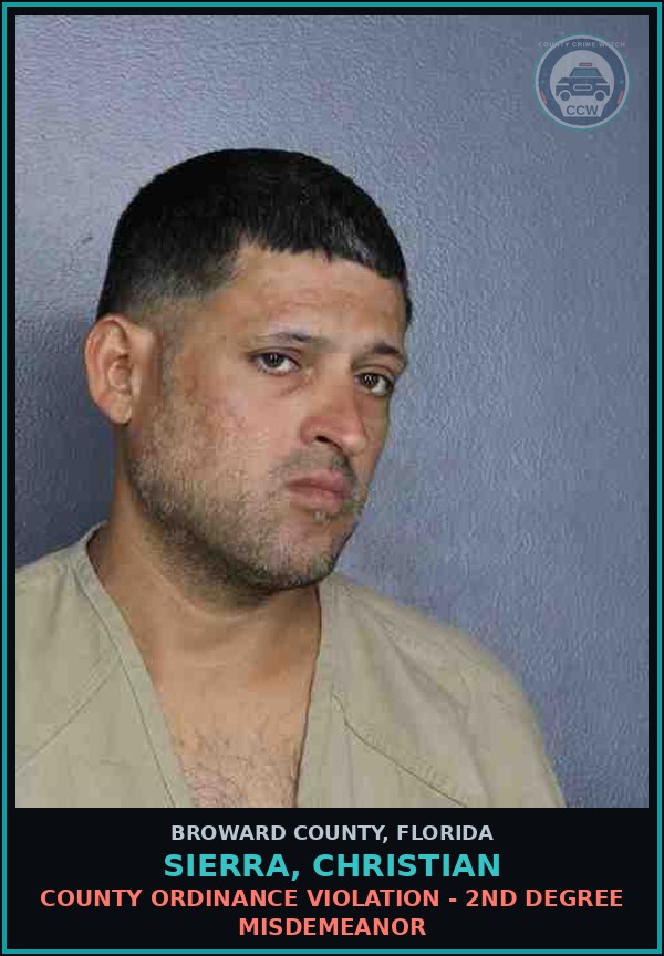 Booking mugshot of SIERRA, CHRISTIAN in Broward County