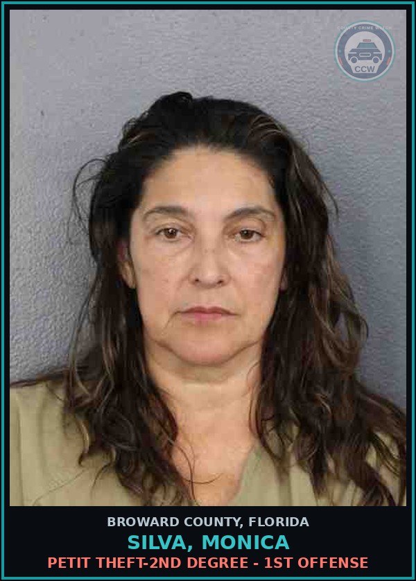 Booking mugshot of SILVA, MONICA in Broward County