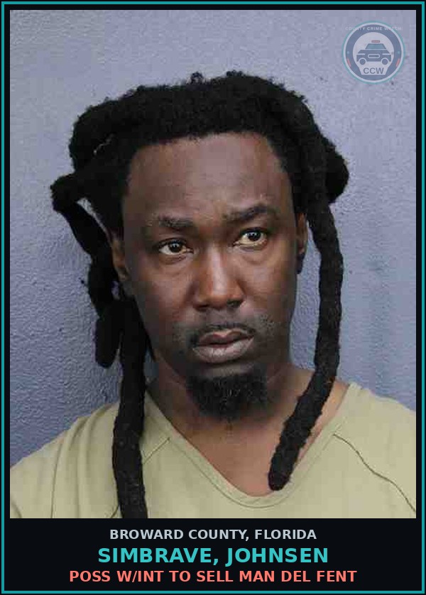 Booking mugshot of SIMBRAVE, JOHNSEN in Broward County