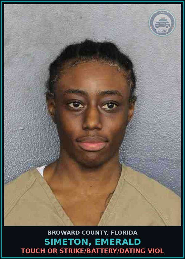 Booking mugshot of SIMETON, EMERALD in Broward County