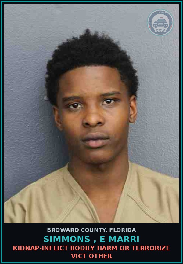 Booking mugshot of SIMMONS ,  E MARRI in Broward County