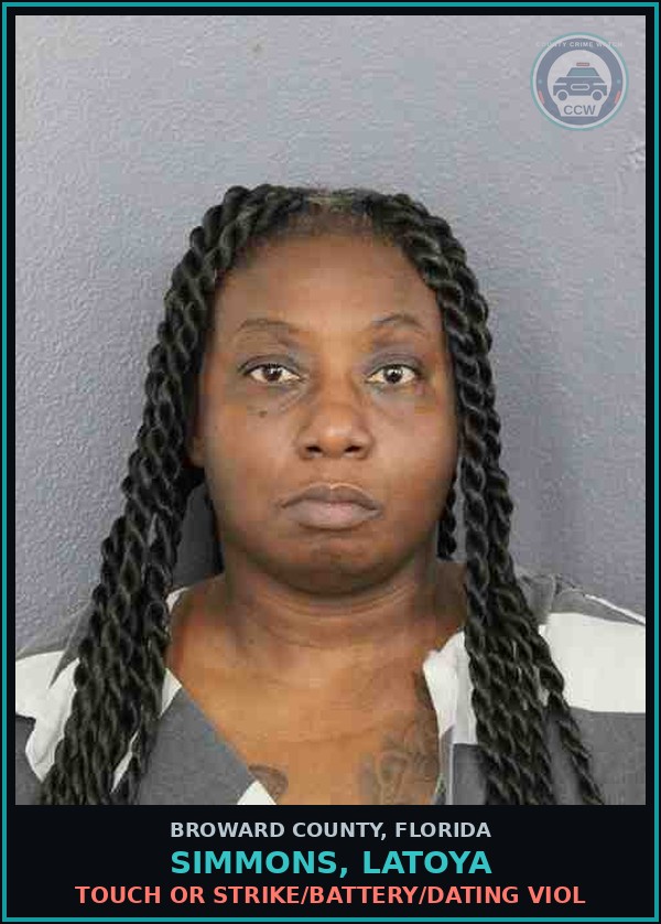 Booking mugshot of SIMMONS, LATOYA in Broward County