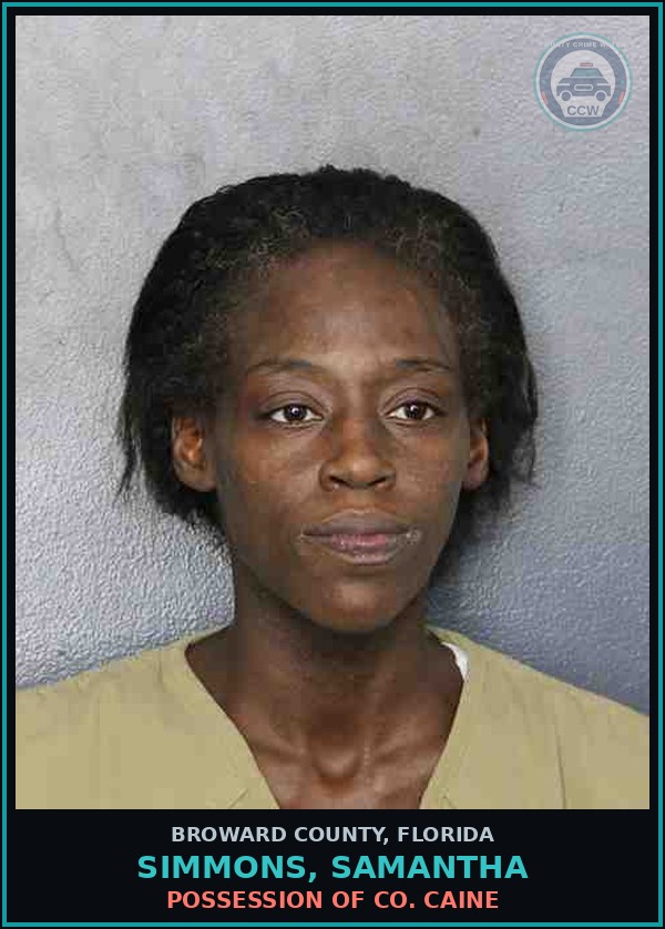 Booking mugshot of SIMMONS, SAMANTHA in Broward County