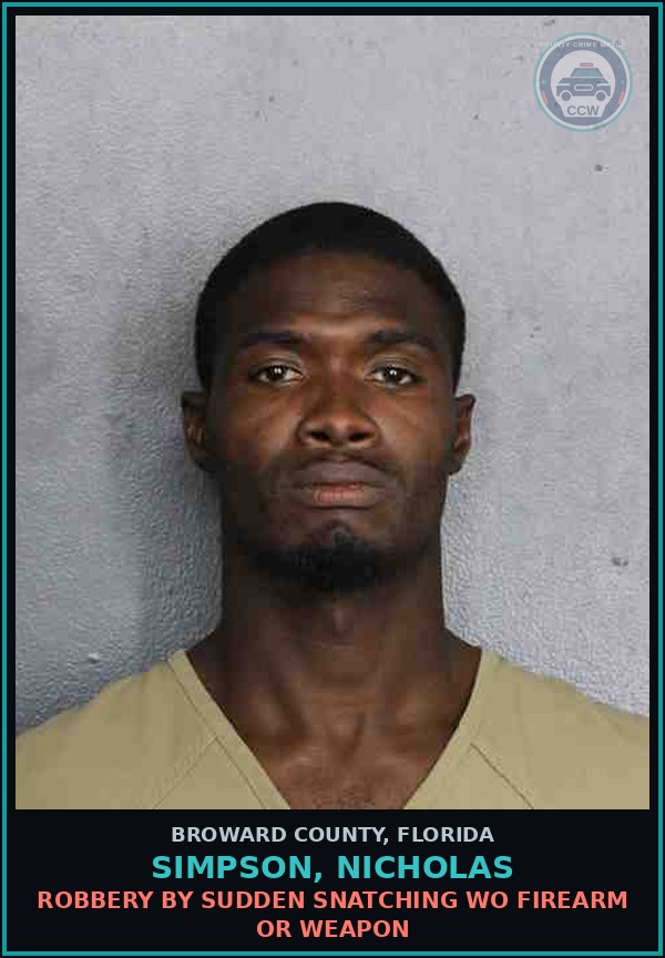 Booking mugshot of SIMPSON, NICHOLAS in Broward County