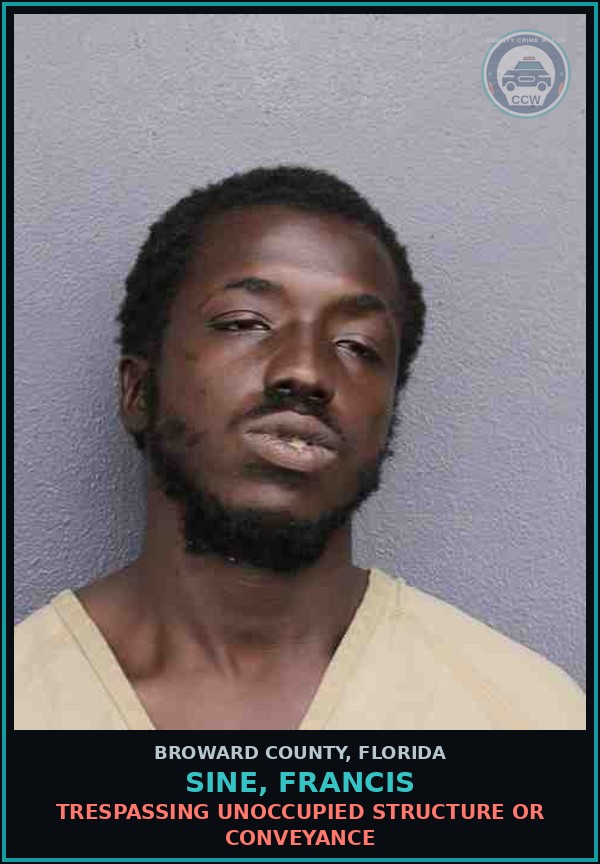 Booking mugshot of SINE, FRANCIS in Broward County