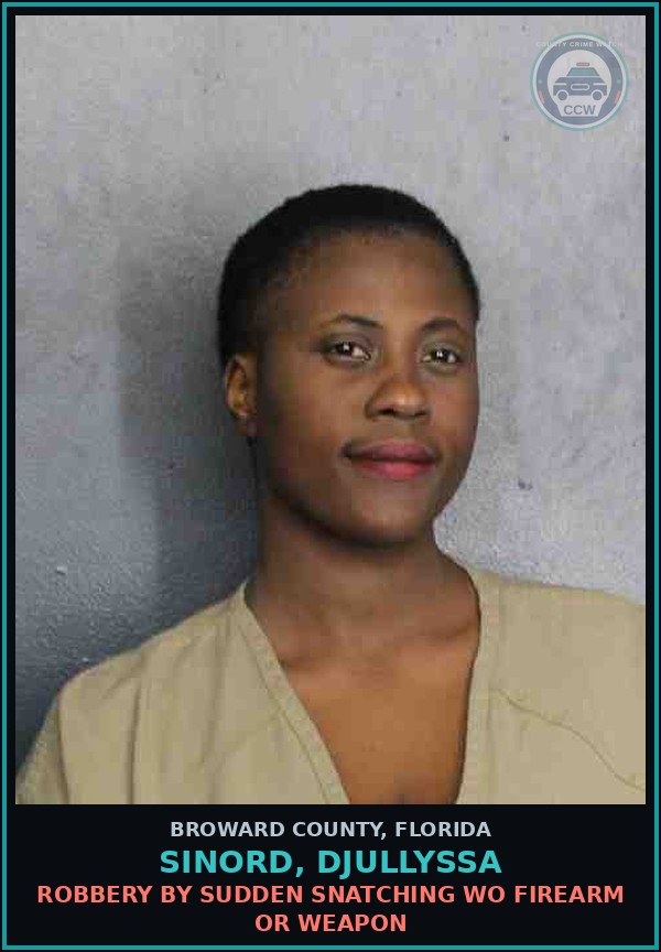 Booking mugshot of SINORD, DJULLYSSA in Broward County