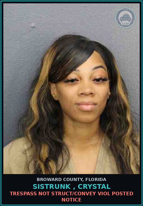 Booking mugshot of SISTRUNK , CRYSTAL in Broward County