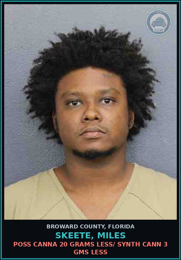 Booking mugshot of SKEETE, MILES in Broward County
