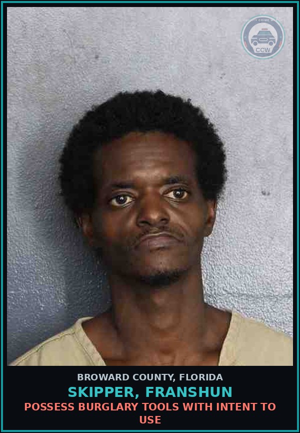 Booking mugshot of SKIPPER, FRANSHUN in Broward County