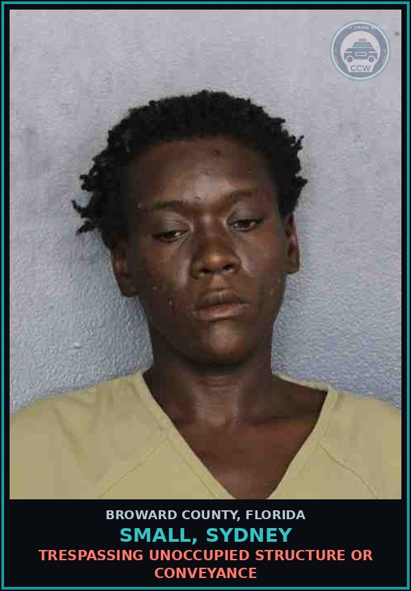 Booking mugshot of SMALL, SYDNEY in Broward County