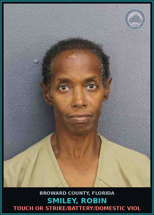 Booking mugshot of SMILEY, ROBIN in Broward County