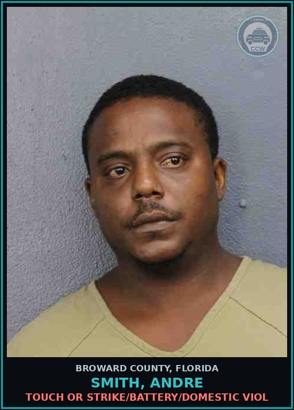 Booking mugshot of SMITH, ANDRE in Broward County