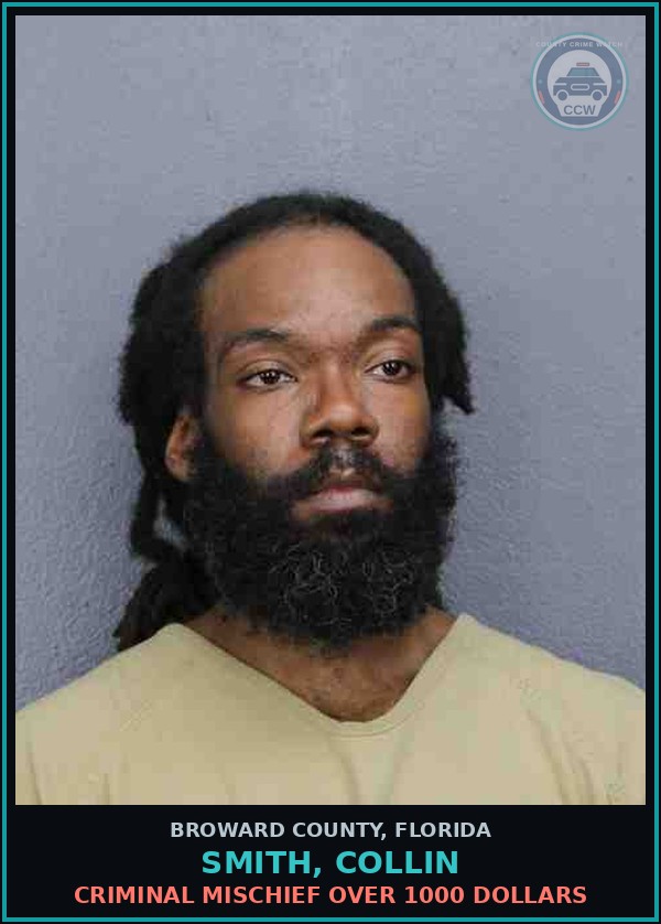 Booking mugshot of SMITH, COLLIN in Broward County