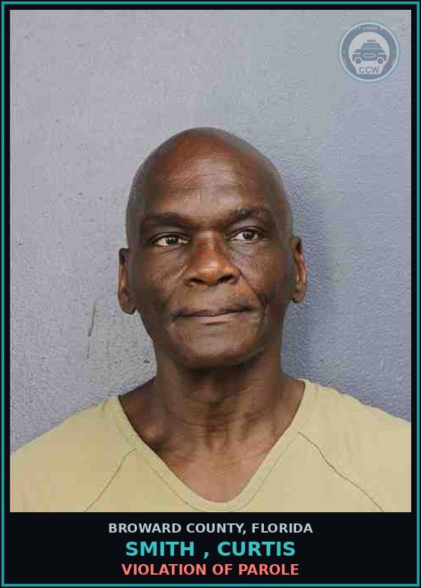Booking mugshot of SMITH , CURTIS in Broward County