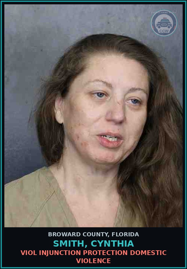 Booking mugshot of SMITH, CYNTHIA in Broward County