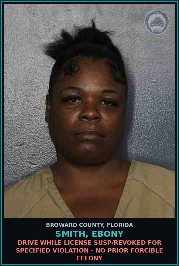 Booking mugshot of SMITH, EBONY in Broward County