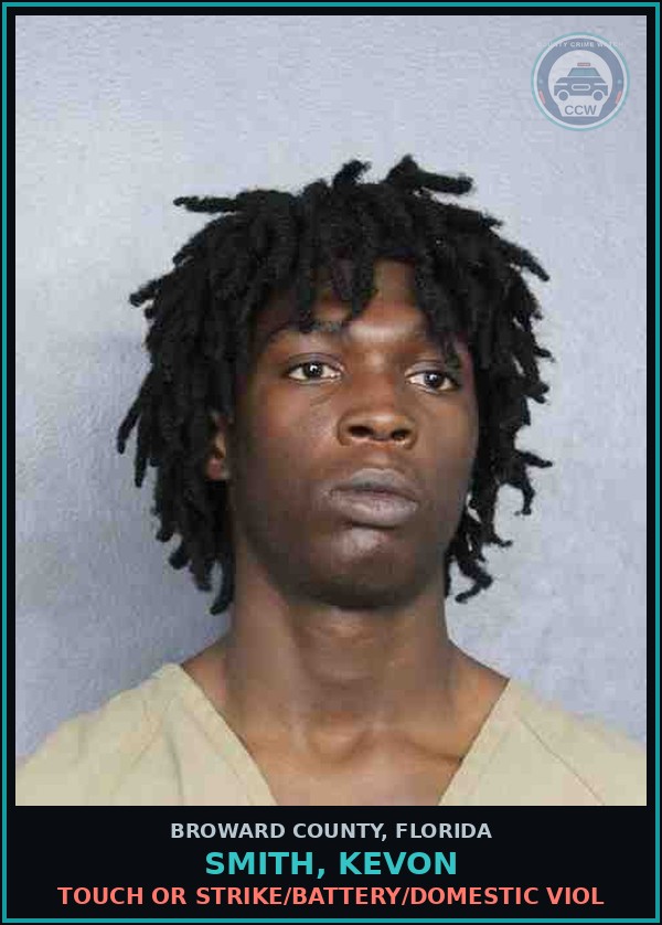 Booking mugshot of SMITH, KEVON in Broward County