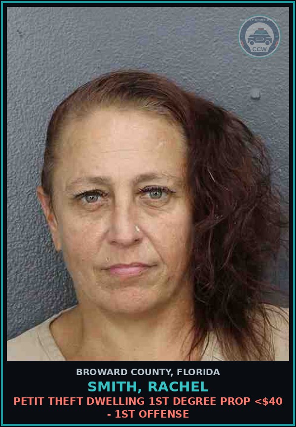 Booking mugshot of SMITH, RACHEL in Broward County