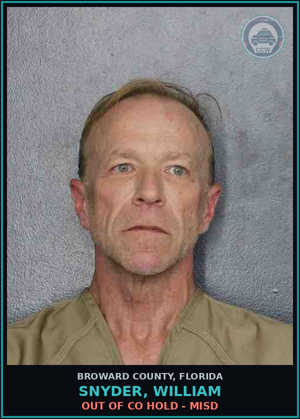 Booking mugshot of SNYDER, WILLIAM in Broward County