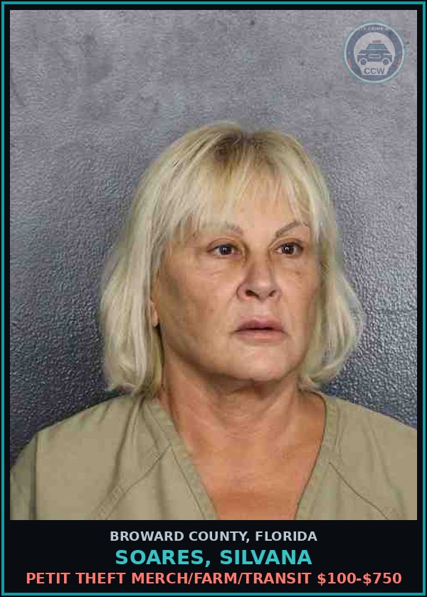 Booking mugshot of SOARES, SILVANA in Broward County