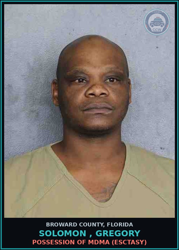 Booking mugshot of SOLOMON , GREGORY in Broward County