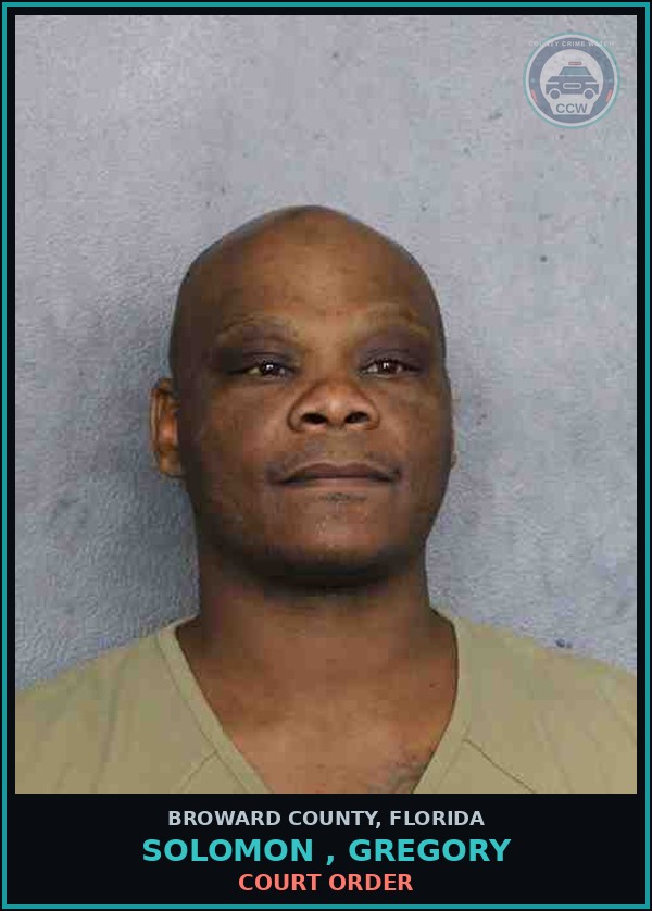 Booking mugshot of SOLOMON , GREGORY in Broward County
