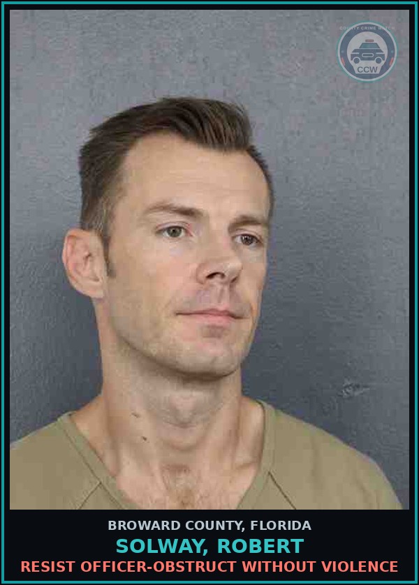 Booking mugshot of SOLWAY, ROBERT in Broward County