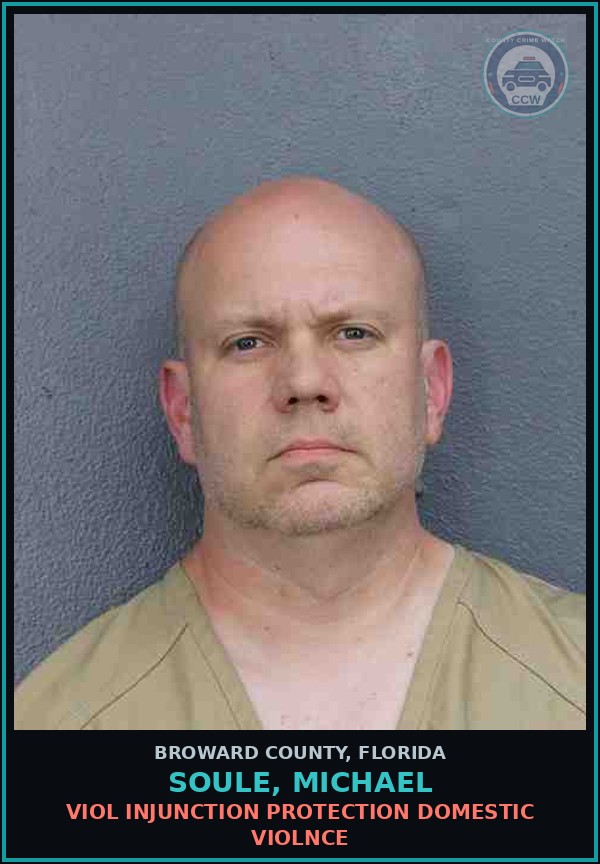 Booking mugshot of SOULE, MICHAEL in Broward County