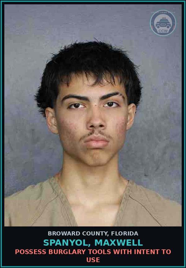Booking mugshot of SPANYOL, MAXWELL in Broward County