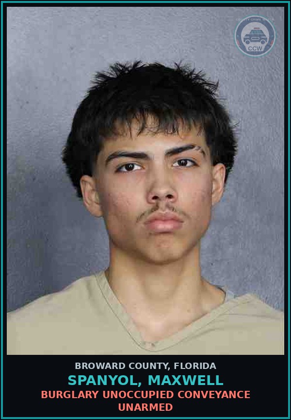 Booking mugshot of SPANYOL, MAXWELL in Broward County