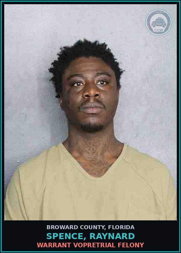 Booking mugshot of SPENCE, RAYNARD in Broward County