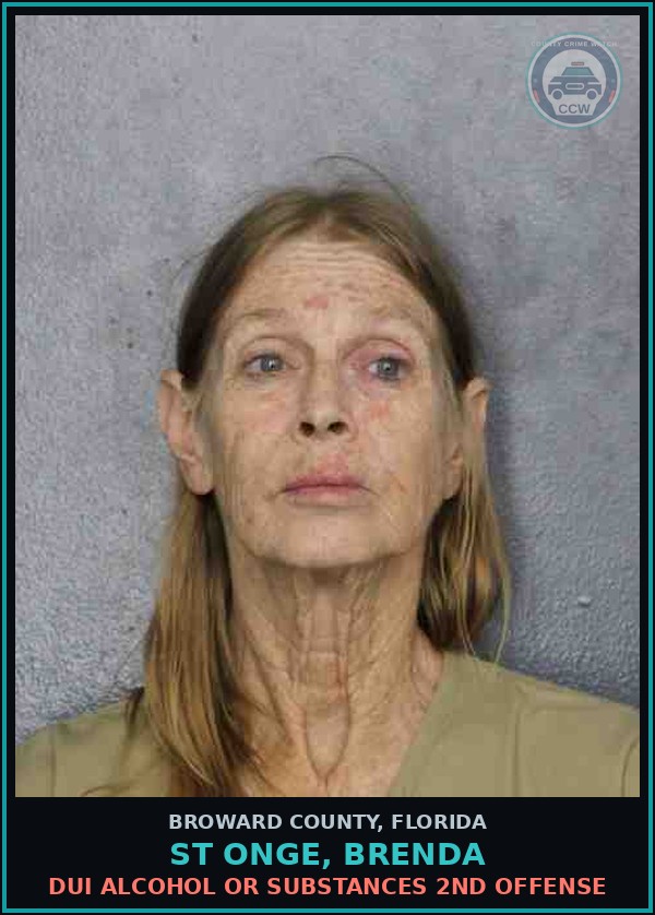 Booking mugshot of ST ONGE, BRENDA in Broward County